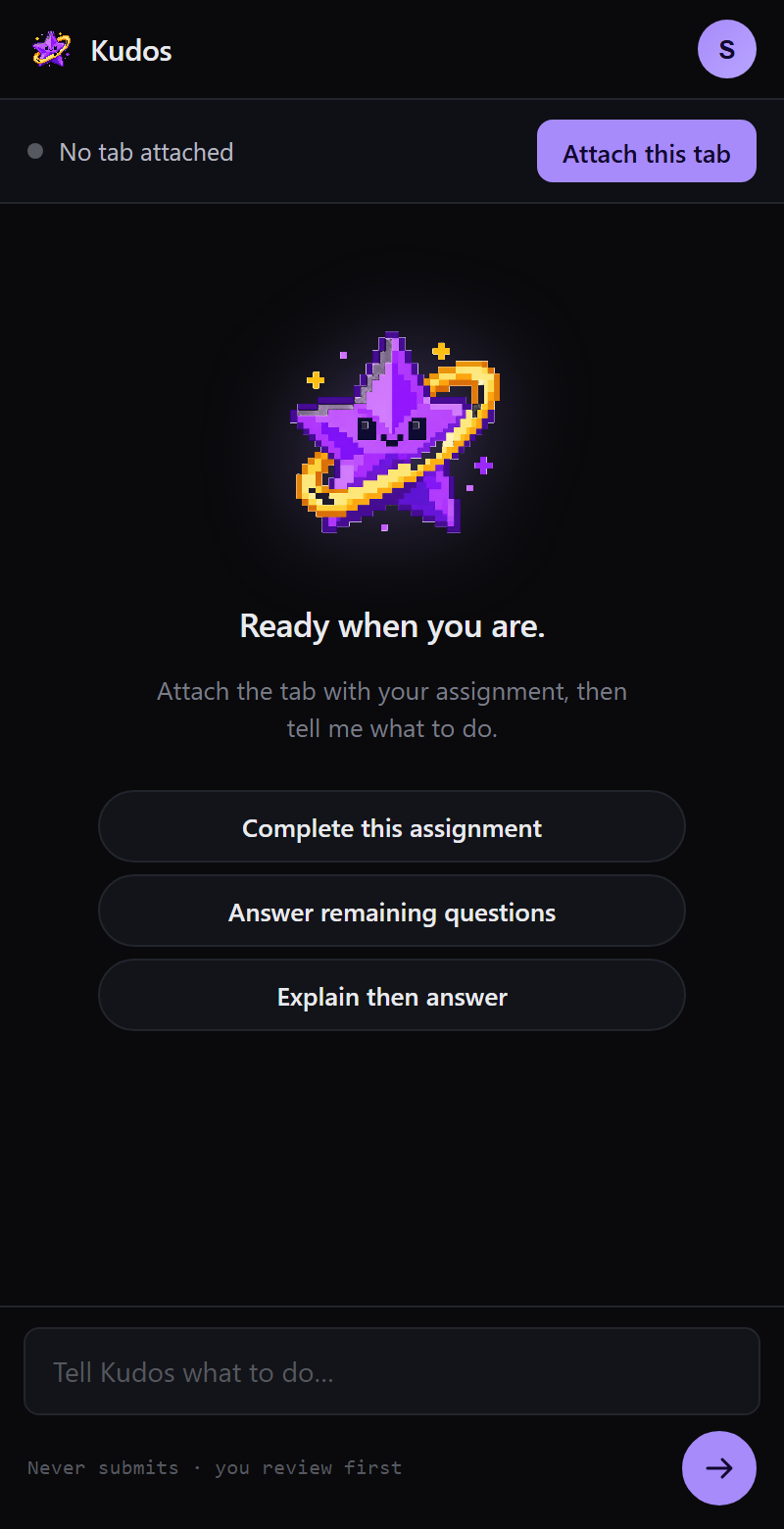 Kudos AI sidepanel running against a McGraw-Hill Connect assignment